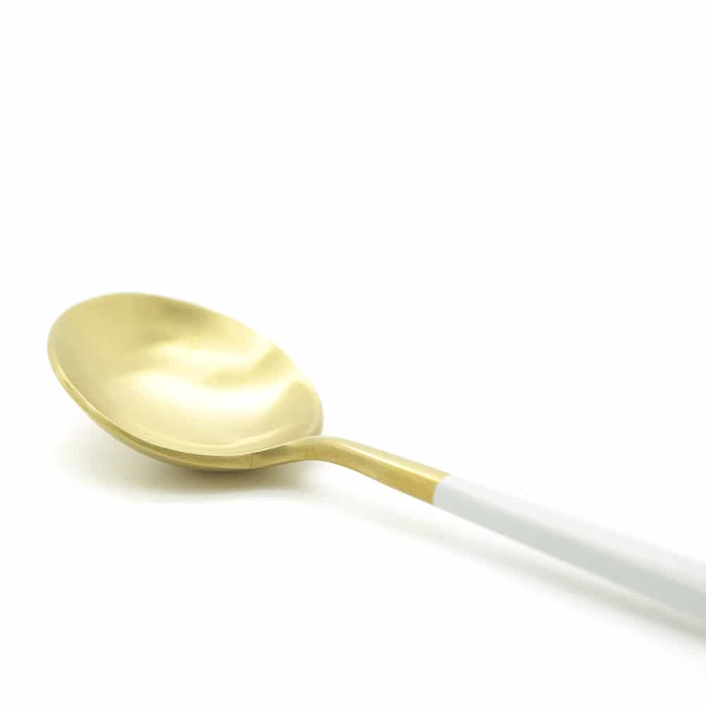 White & Gold Korean Chopsticks w/ Spoon